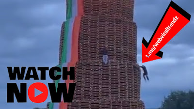 man falls from bonfire newtownards, man falls from