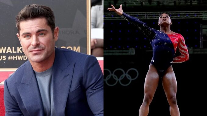 Zac Efron Shouts Out Simone Biles for Record-Breaking Olympics Performance, Years After First Viral Meeting | 2024 olympics, 2024 Paris Olympics, olympics, Simone Biles, Zac Efron | Just Jared: Celebrity News and Gossip